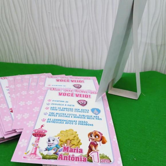 Kit 15 Display Mesa - Placa de Agradecimento Patrulha Canina