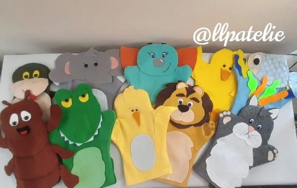 Kit 18 Fantoches em Feltro - Animais Variados