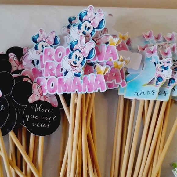 Kit 20 Cachepô Centro de Mesa Luxo - Minnie Jardim Encantado