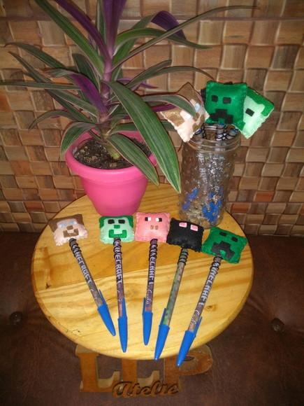 Kit 25 - Ponteiras Minecraft em Feltro + Lápis