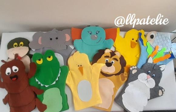 Kit 25 Fantoches em Feltro - Animais Variados