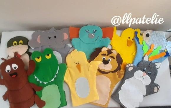 Kit 30 Fantoches em Feltro - Animais Variados