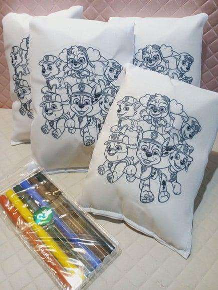 Kit com 10 Almofadas de Colorir c/ Canetinha Patrulha Canina