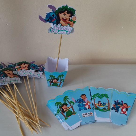Kit com 10 Cachepô Centro de Mesa - Lilo e Stitch