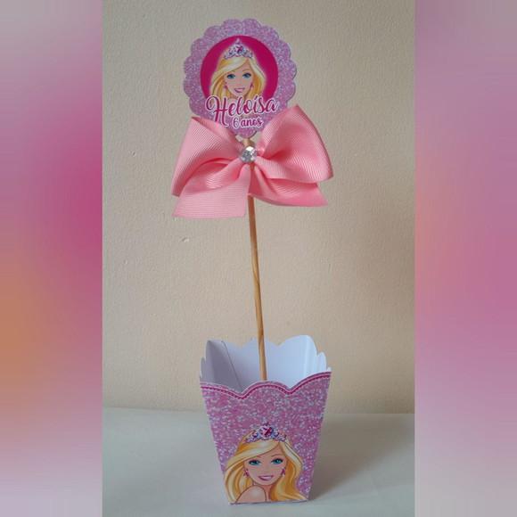Kit com 10 Cachepô Centro de Mesa Barbie