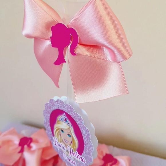 Kit com 10 Cachepô Centro de Mesa Barbie com Pega Balão