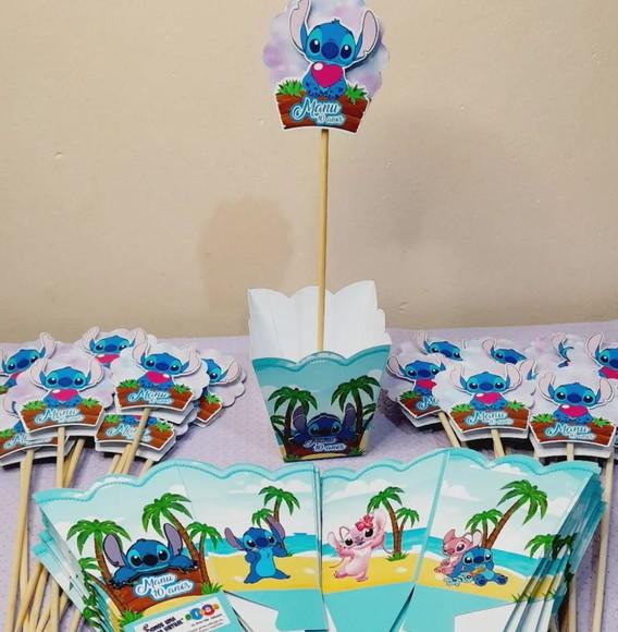 Kit com 10 Cachepô Centro de Mesa Básico - Stitch e Angel