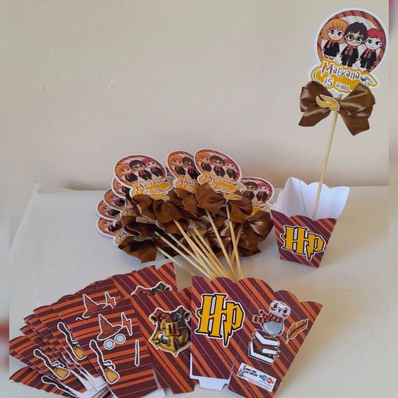 Kit com 10 Cachepô Centro de Mesa Harry Potter Luxo com Laço