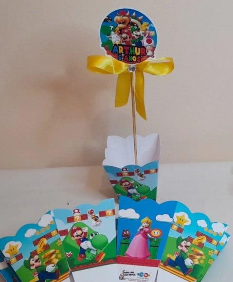 Kit com 10 Cachepô Centro de Mesa- Super Mario e Super Luigi