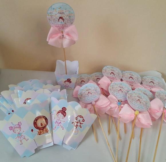 Kit com 10 Cachepot Centro de Mesa - Circo Rosa