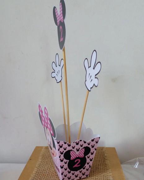 Kit com 10 Cachepot Centro de Mesa - Minnie
