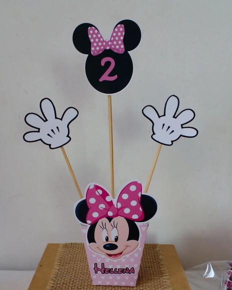 Kit com 10 Cachepot Centro de Mesa - Minnie