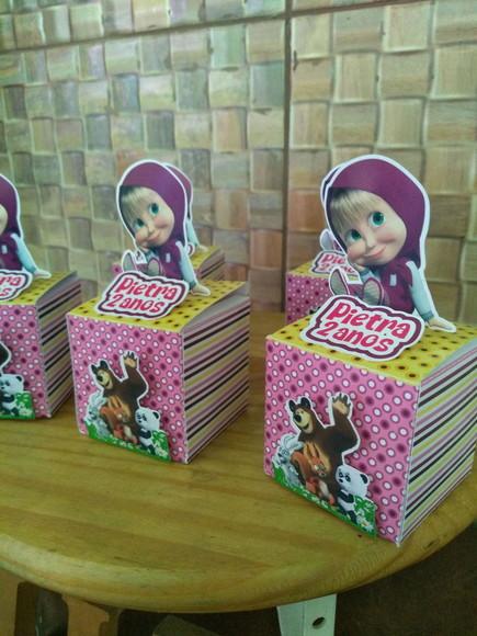 Kit com 10 Caixa Cubo 3d - Marsha e Urso