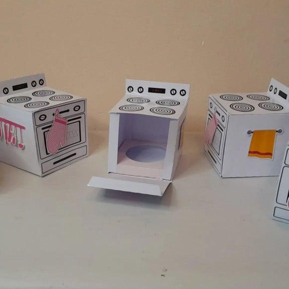 Kit com 10 Caixa Fogão Porta Cupcake Confeitaria