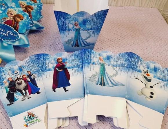 Kit com 10 Centro de Mesa - Cachepô Frozen com Laço
