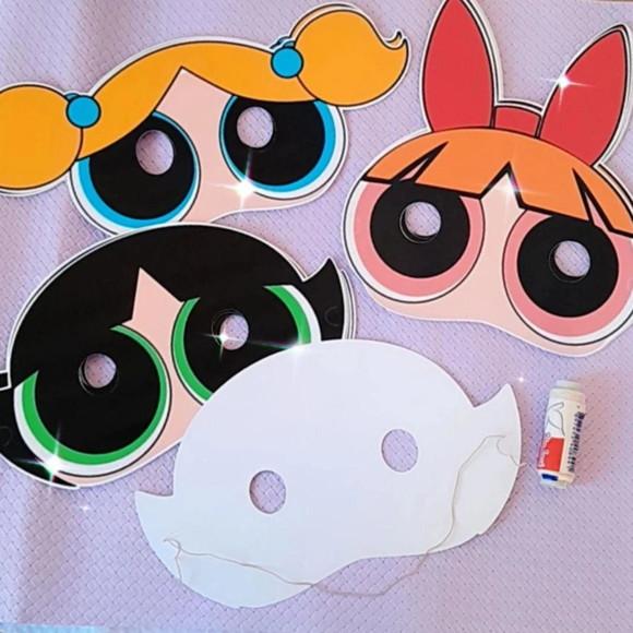 Kit com 10 Máscara em Scrap as Meninas Super Poderosas