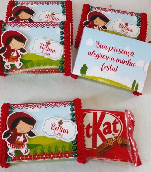 Kit com 10 Porta Kitkat 3d Luxo - Chapeuzinho Vermelho