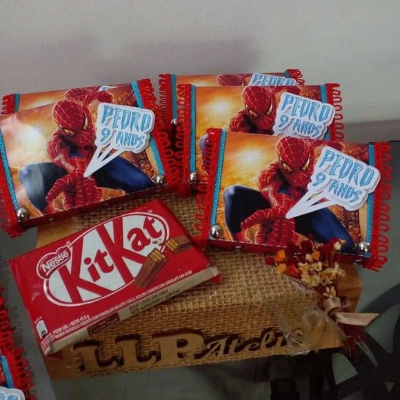 Kit com 10 Porta Kitkat 3d Luxo - Homem Aranha Modelo 01