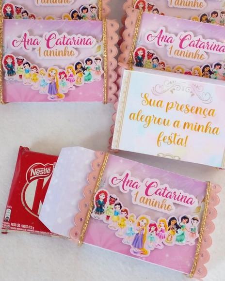 Kit com 10 Porta Kitkat 3d Luxo - Princesas Disney
