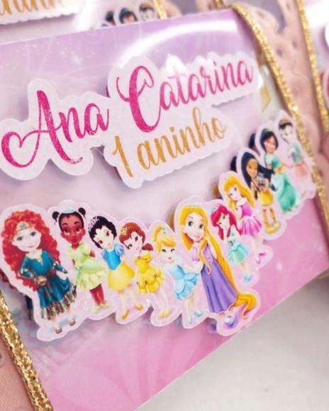 Kit com 10 Porta Kitkat 3d Luxo - Princesas Disney