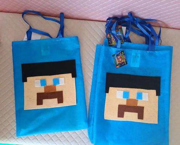 Kit com 14 Sacolas em Tnt com Aplique em Feltro - Minecraft