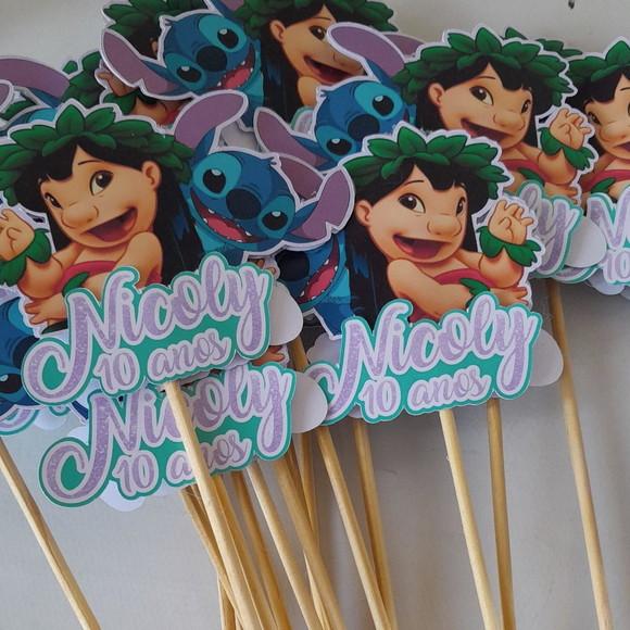 Kit com 15 Cachepô Centro de Mesa - Lilo e Stitch