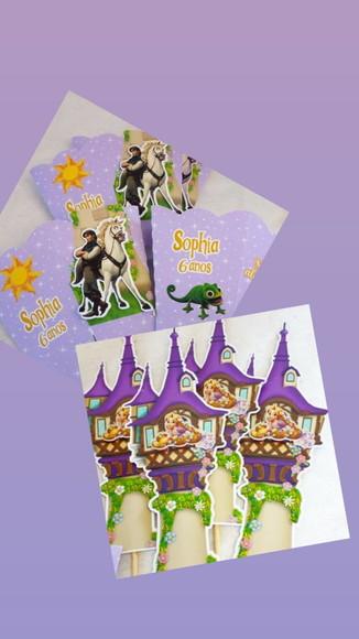 Kit com 15 Cachepô Centro de Mesa - Rapunzel