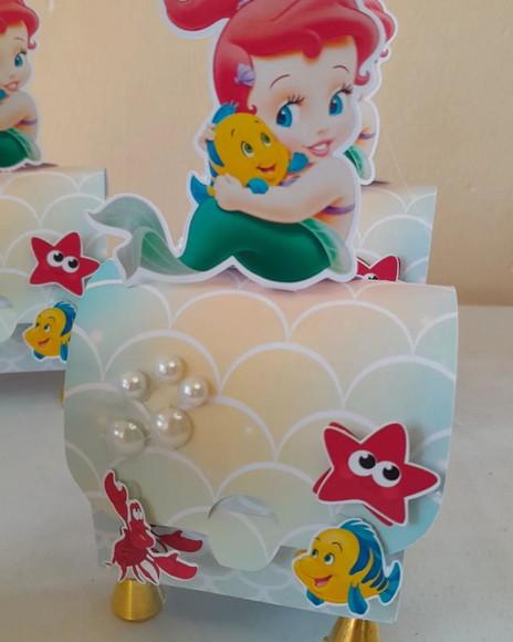 Kit com 15 Caixas Baú 4d Luxo - Ariel Pequena Sereia