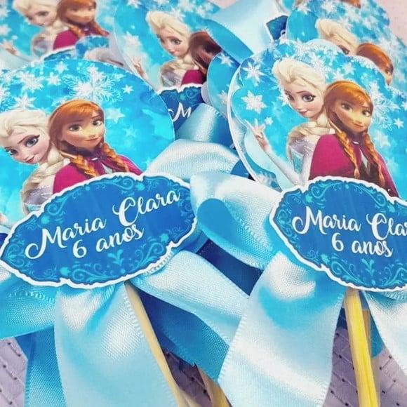 Kit com 15 Centro de Mesa - Cachepô Frozen com Laço