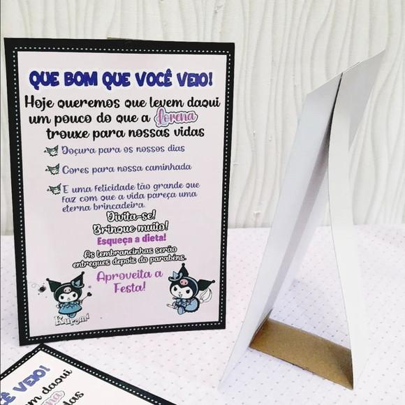 Kit com 15 Display Mesa - Placa de Agradecimento Kuromi