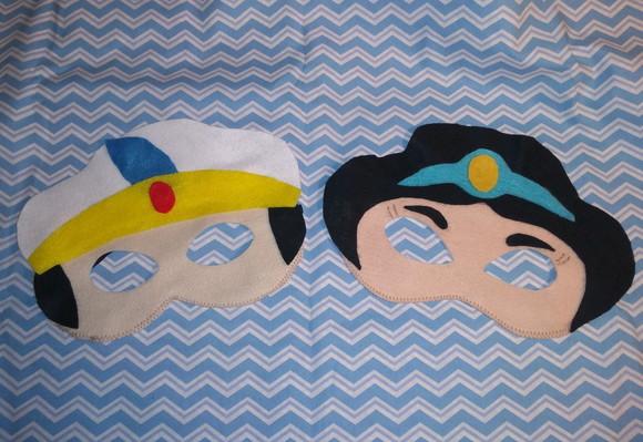 Kit com 15 Jasmine e Aladdin Máscara em Feltro