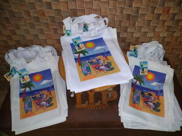 Kit com 15 Sacola Tecido - Mickey Praia