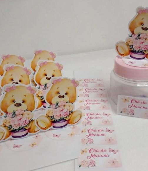 Kit com 20 Aplique 3d e Adesivo - Pote Papinha