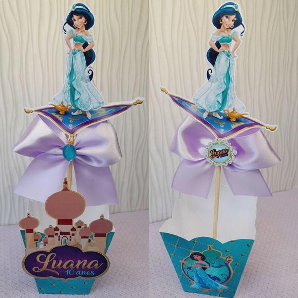 Kit com 20 Cachepô Centro de Mesa - Princesas Disney Jasmine