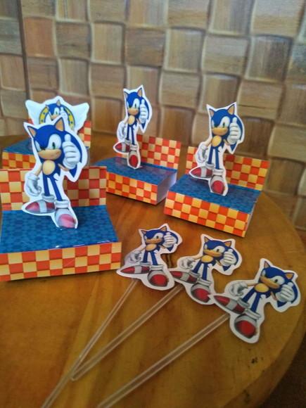 Kit com 20 Peças Porta Bis Duplo e Topper Cupcake - Sonic