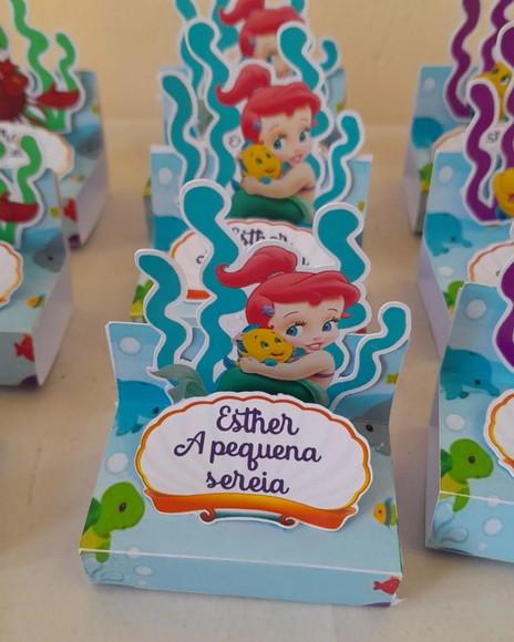 Kit com 20 Porta Bis Duplo 3d - Ariel Pequena Sereia