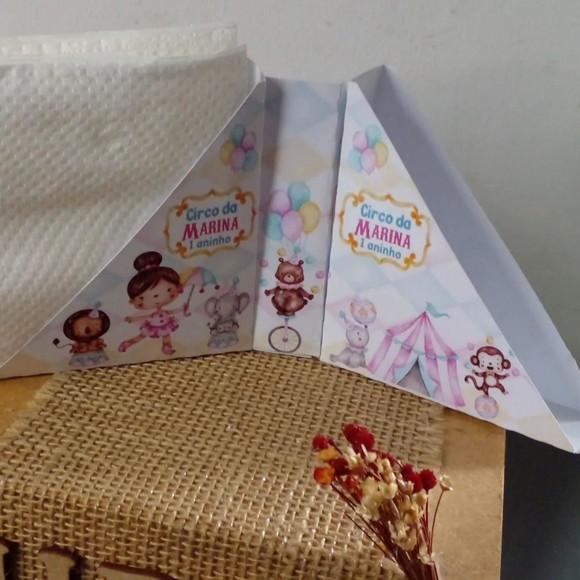 Kit com 20 Porta Guardanapo Circo Rosa - Modelo 01