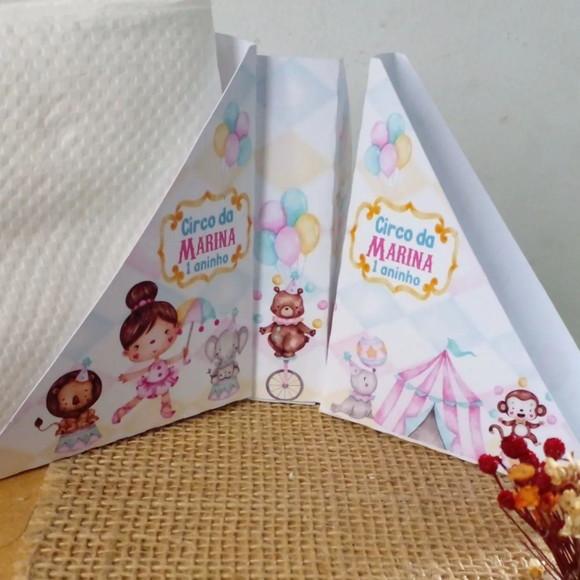 Kit com 20 Porta Guardanapo Circo Rosa - Modelo 01