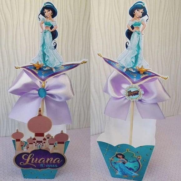 Kit com 28 Cachepô Centro de Mesa - Princesas Disney Jasmine