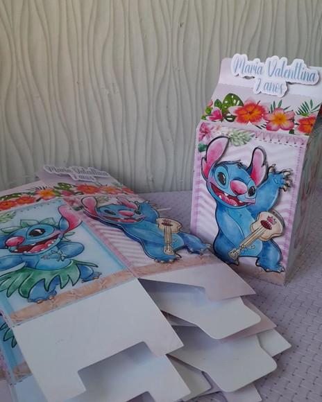 Kit com 5 Caixa Milk 3d Stitch e Angel