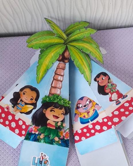 Kit com 5 Caixa Pirâmide 3d Stitch e Angel