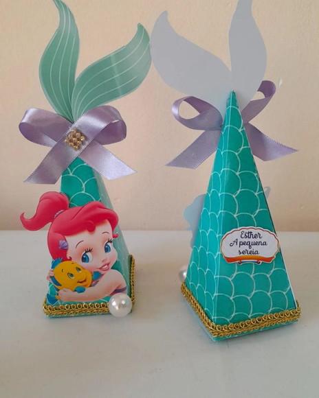 Kit com 5 Caixa Rabo de Sereia - Ariel Pequena Sereia