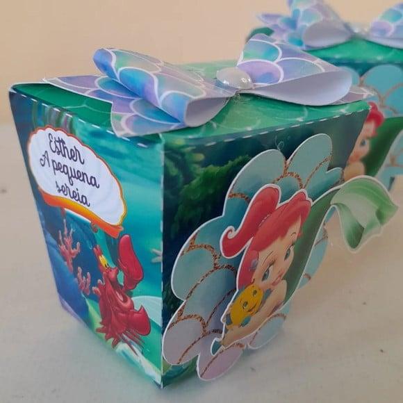 Kit com 5 Caixa Sushi 3d Luxo - Ariel Pequena Sereia