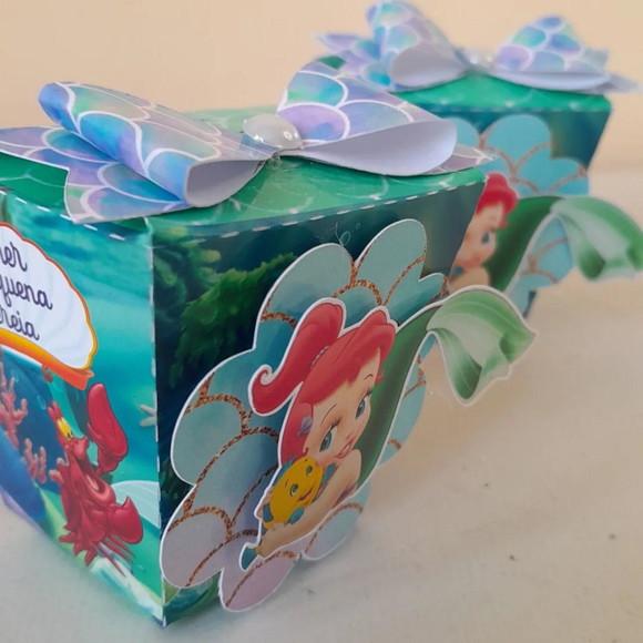 Kit com 5 Caixa Sushi 3d Luxo - Ariel Pequena Sereia