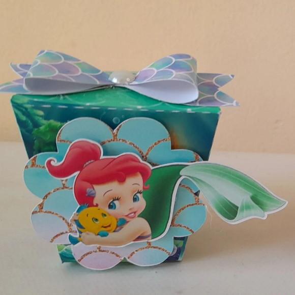 Kit com 5 Caixa Sushi 3d Luxo - Ariel Pequena Sereia