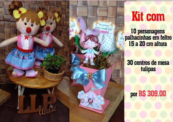 Kit Feltros Personagem e Centro de Mesa Tulipas Circo Rosa