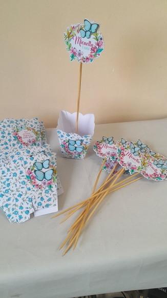 Kit Saco Surpresa + Cachepo Centro de Mesa - Qualquer Tema