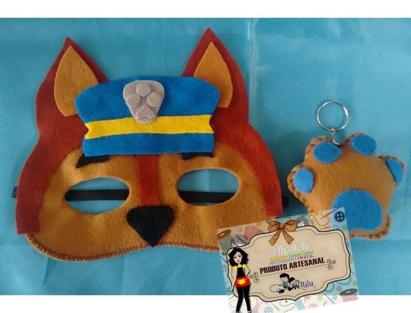 Patrulha Canina - Kit máscara +Chaveiro em feltro