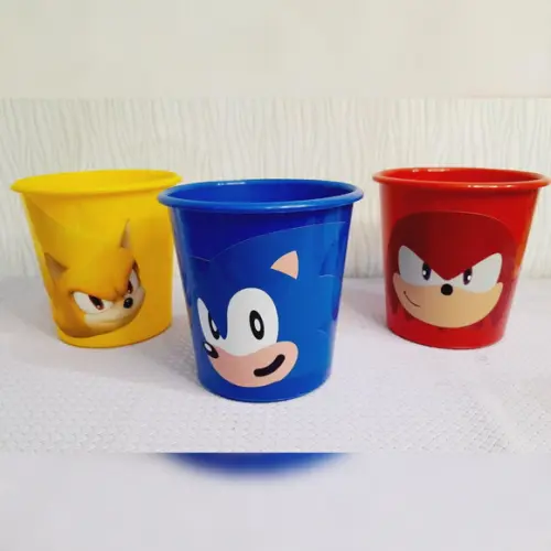Centro de Mesa Balde de Pipoca com Pega Balão - Sonic
