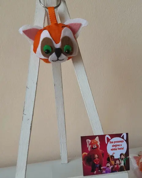 Chaveiro Panda Vermelho em Feltro